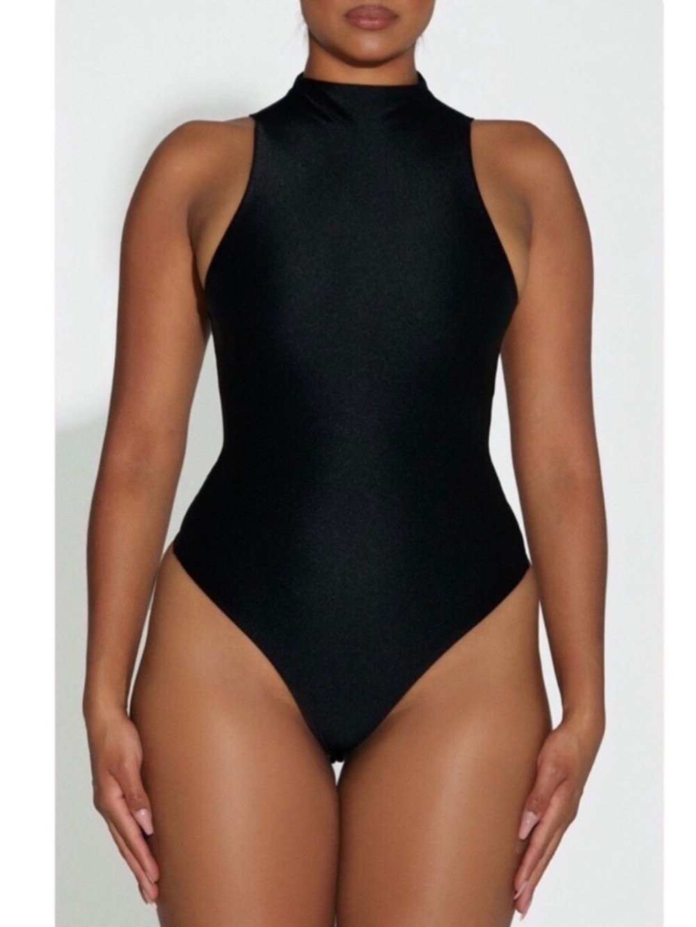 NEW New Wardrobe Sleeveless Mock Neck Bodysuit - Sleek Black